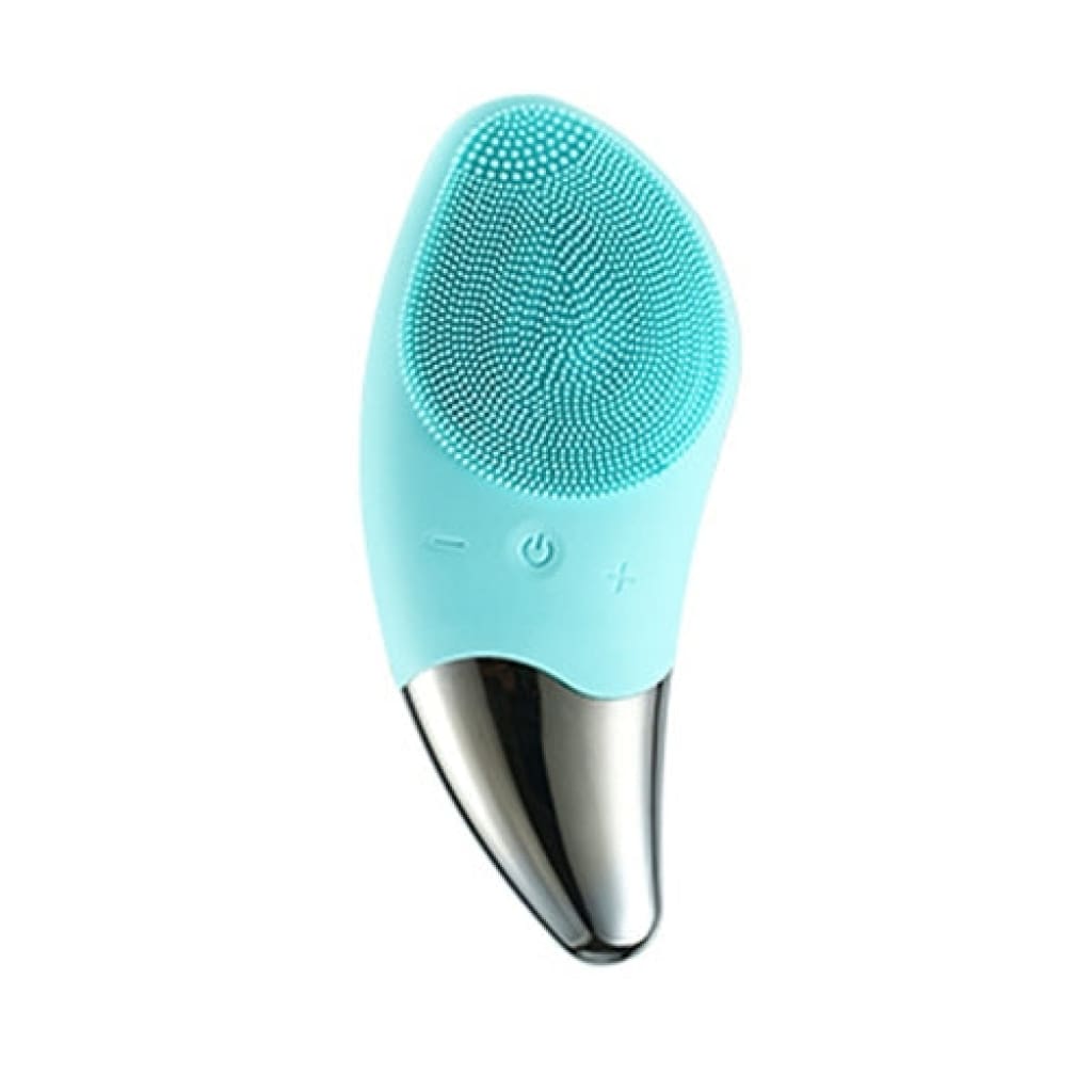 Mini Electric Facial Cleansing Brush Silicone Sonic Face Cleaner Deep - Light green - Skincare Tools &amp; Device