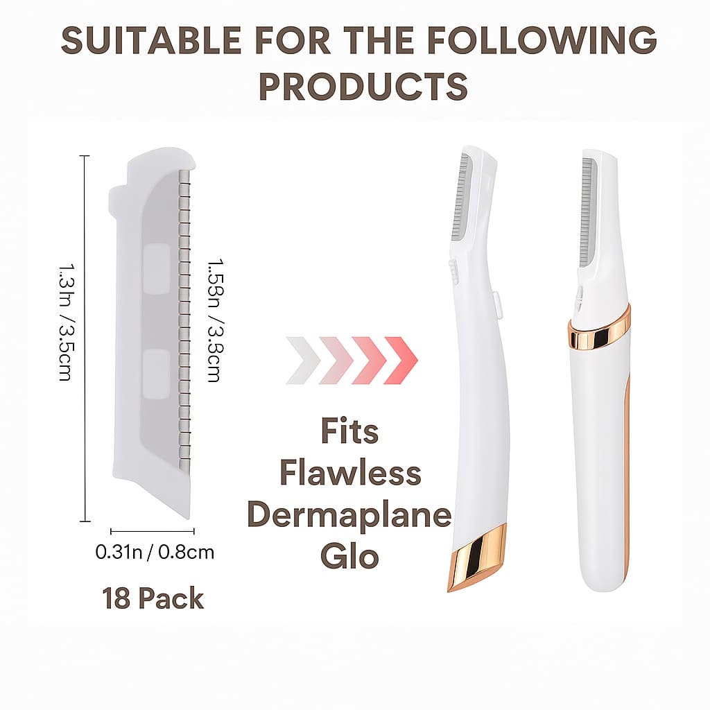 Replacement Blades for Finishing Touch Flawless Dermaplane Glo – White (18-Pack)