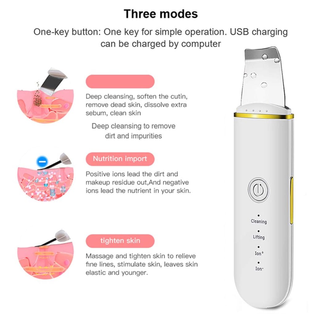 Ultrasonic Skin Scrubber Electric Vibration Deep Face Cleaning Peeling - Skincare Tools &amp; Device