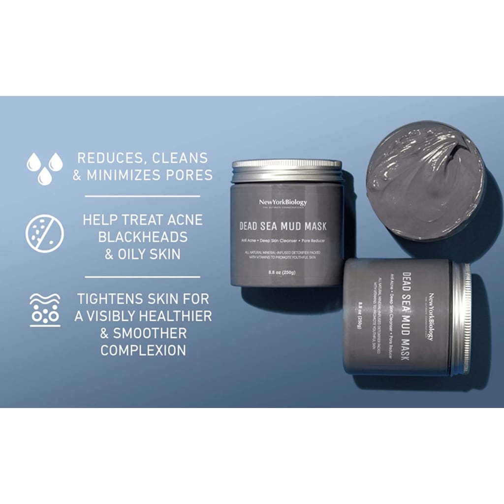 Biology Dead Sea Mud Mask for Face and Body - Spa Quality Pore Reducer Acne Blackheads Oily Skin Natural Skincare Women Men - Tightens A 