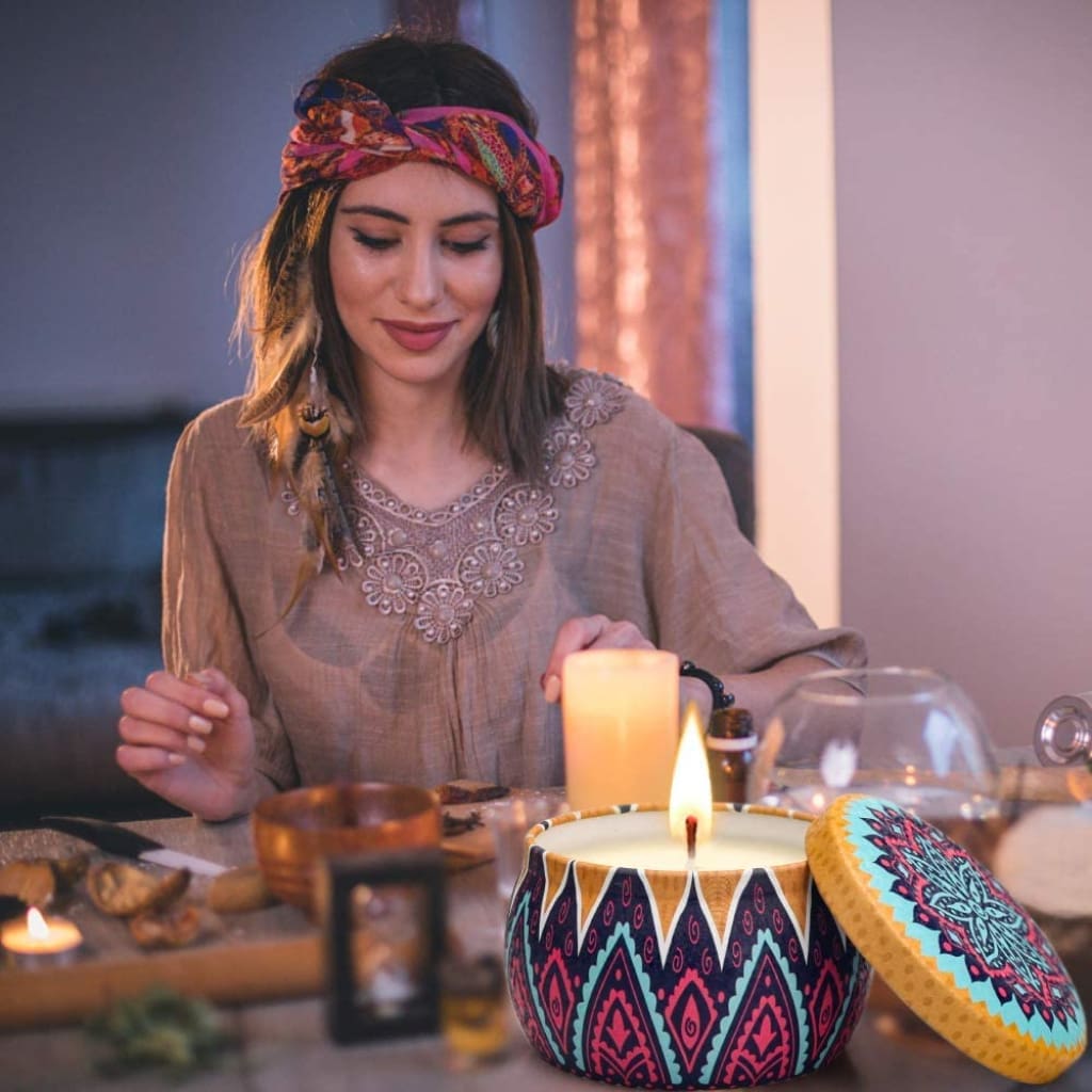 Gift Set 8% Essential Oil 4 Pack Aromatherapy Candle Stress Relief Gifts for Women,120H Burning - Candles