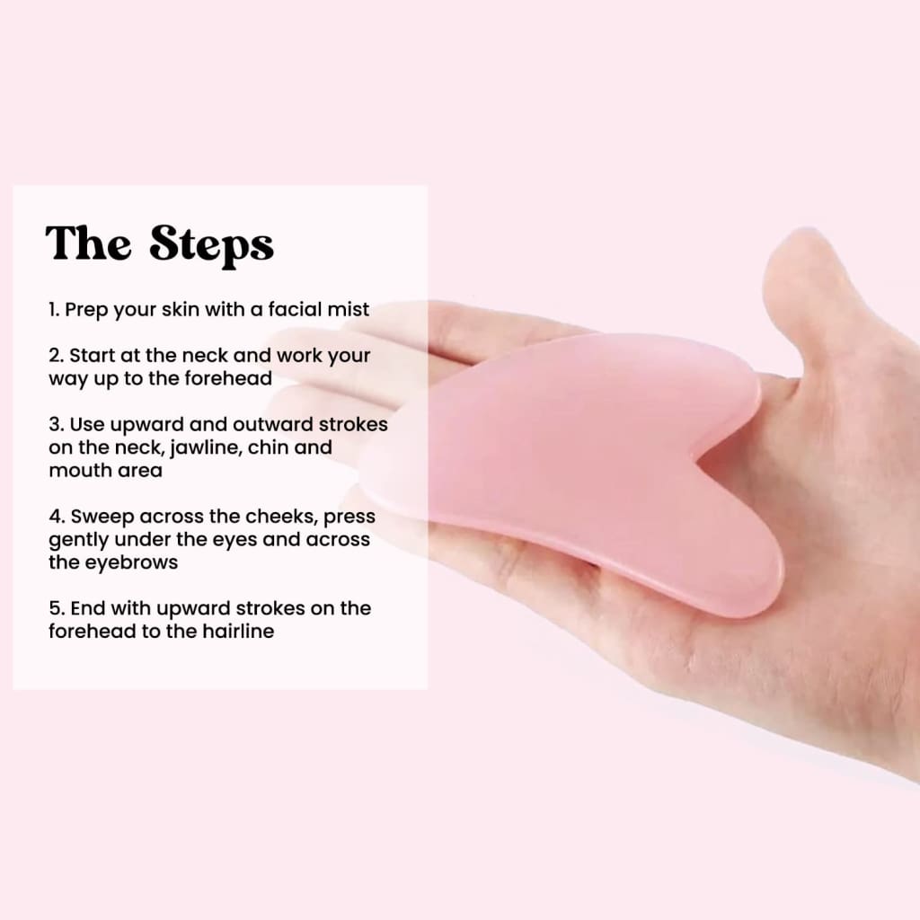 Gua Sha Facial Tools - Self Care Gifts for Women Skin Natural Massager Skincare Face Body Relieve Muscle Tensions Reduce Puffiness (Pink) - 