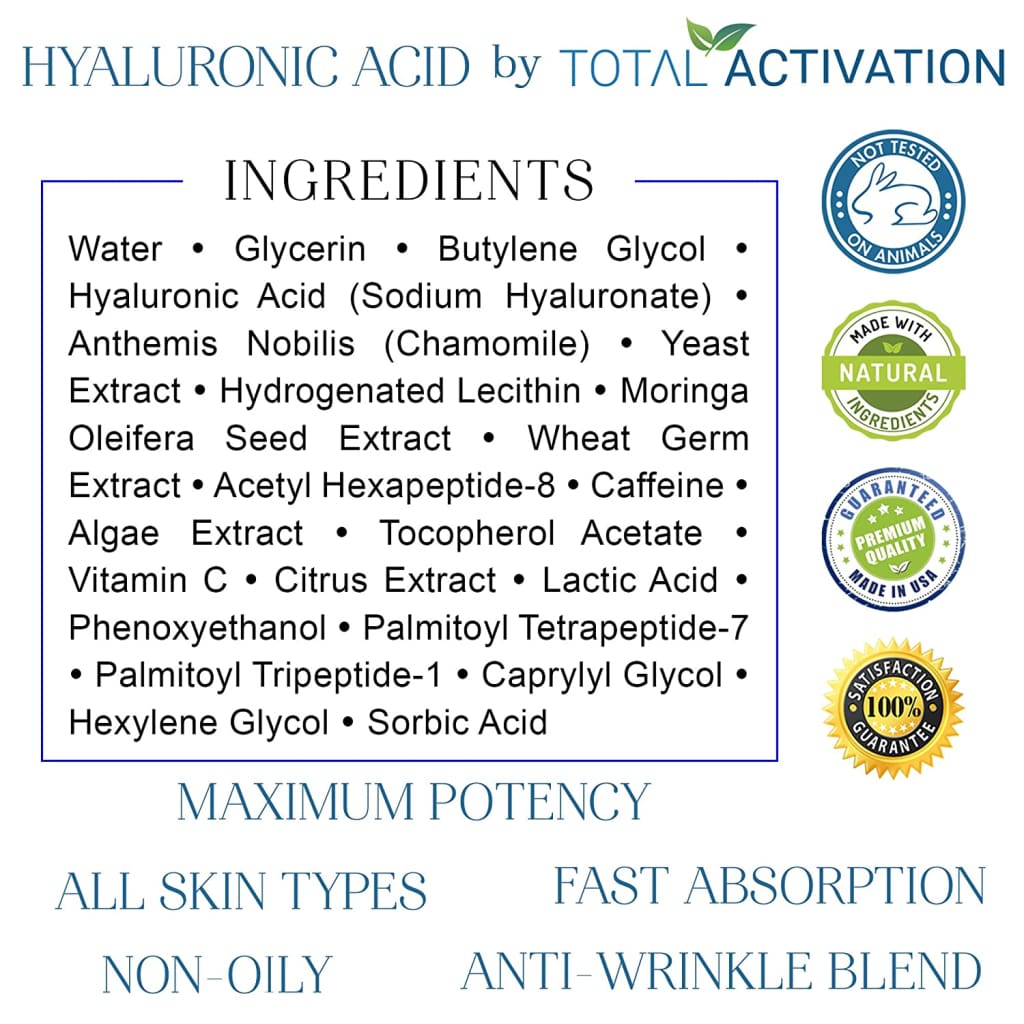 Hyaluronic Acid Serum forIntense Hydration Day and Night,Face Skin - Serums