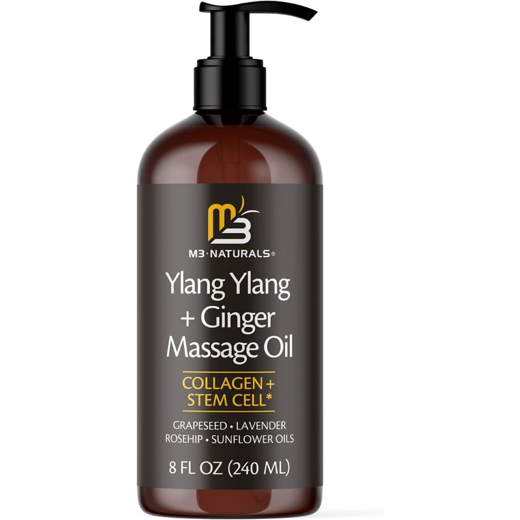 M3 Naturals Ylang and Ginger Massage Lotion Infused with Collagen Stem Cell Natural Essential Oils - Lotions