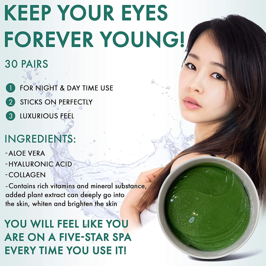 skin care 60pcs Aloe Vera Hyaluronic Acid Collagen Under Eye Gel Patches Mask Treatment for Puffy Eyes, - Treatments &amp; Masks›Serums