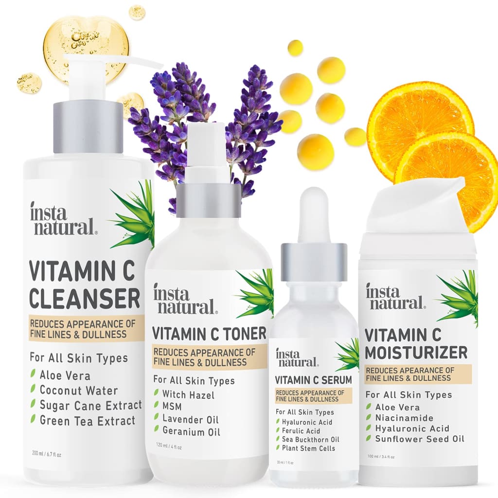 Skin Care Collection - Facial Cleanser Face Toner with Witch Hazel Vitamin C Serum plus Hyaluronic Acid - Face›Cleansers›Gels
