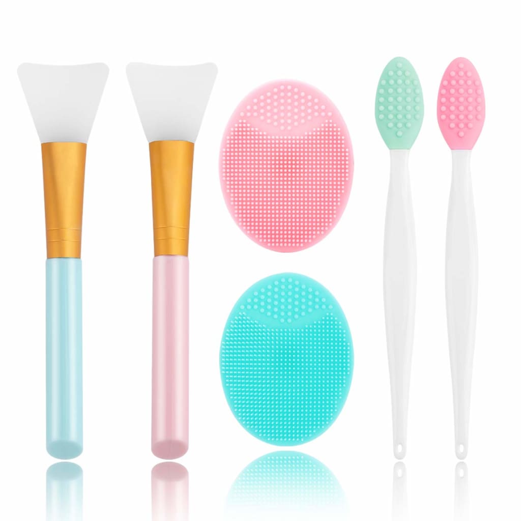 skin care Face Scrubber 2pcs Exfoliating Lip Brush Cleansing Brush,2pcs Silicone Mask Exfoliator Blackhead Skin Care Tool - brush Sets
