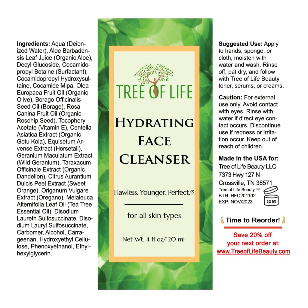 Tree of Life Hydrating Anti-Aging Moisturizing Complete Regimen includes Face Cleanser (4 Fl Oz) Toner Serum (1 and Body Cream Eye (0.5 - 